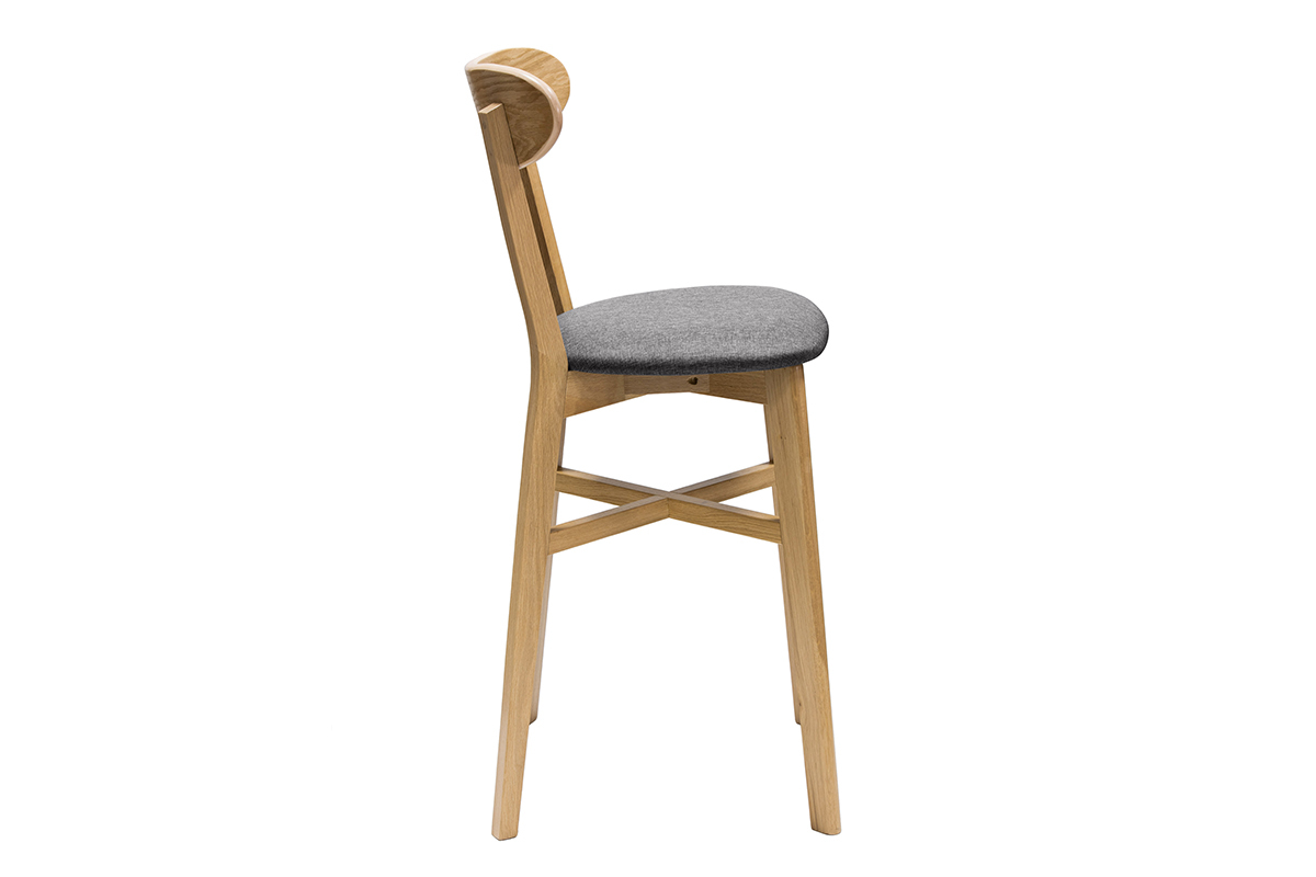 Tabouret de bar vintage bois clair et gris H65 cm DOVE