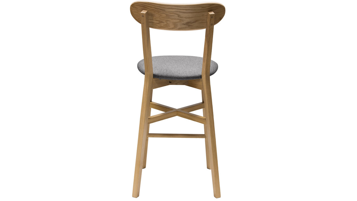 Tabouret de bar vintage bois clair et gris H65 cm DOVE