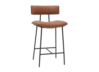 Tabouret de bar vintage marron clair et m&eacute;tal H65 cm GOTHAM
