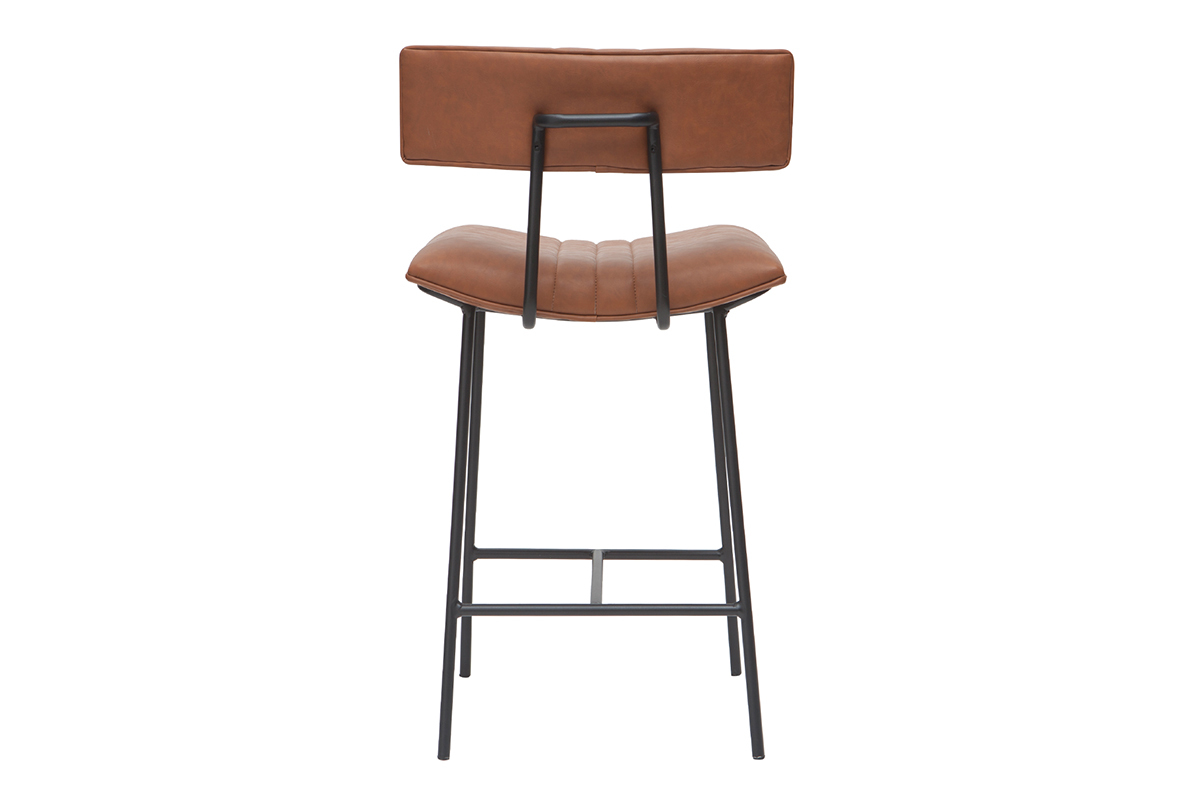 Tabouret de bar vintage marron clair et mtal H67 cm GOTHAM