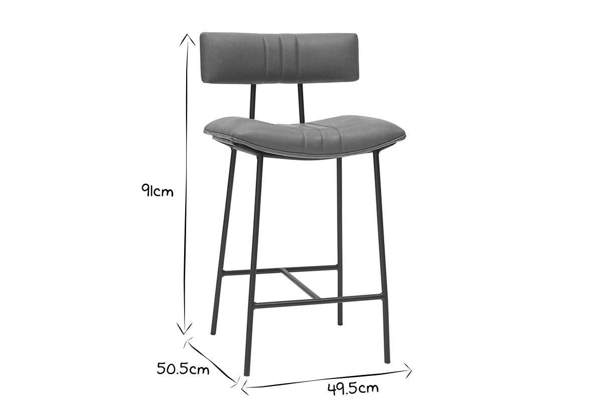 Tabouret de bar vintage marron clair et mtal H67 cm GOTHAM
