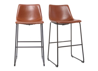 Tabouret de bar vintage PU marron clair 73cm lot de 2 NEW ROCK