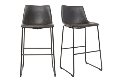 Tabouret de bar vintage PU noir 73 cm (lot de 2) NEW ROCK