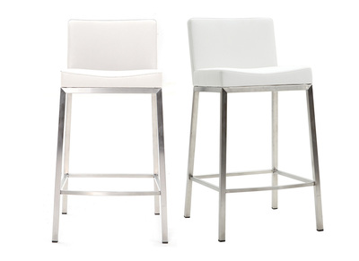 Tabouret design 66cm blanc lot de 2 EPSILON