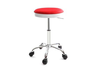 Tabouret design &agrave; roulettes rouge THEMIS