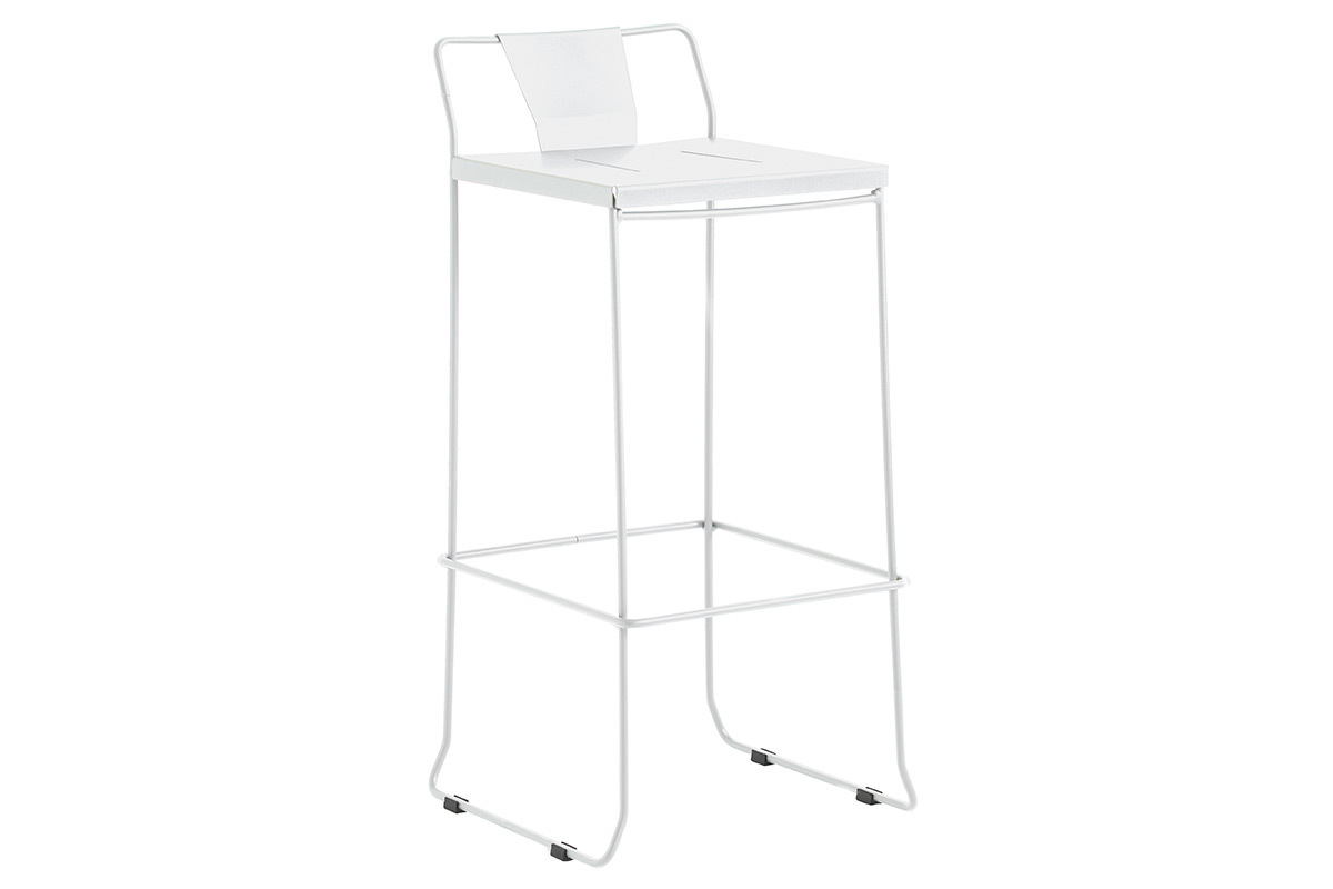 Tabouret ext�rieur design m�tal blanc 65 cm TENERIFE
