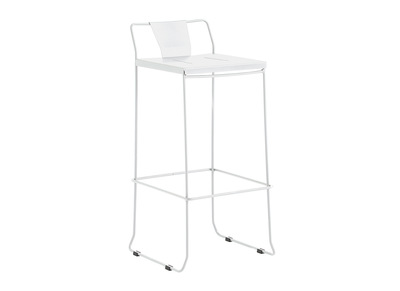 Tabouret ext&eacute;rieur design m&eacute;tal blanc 65cm TENERIFE