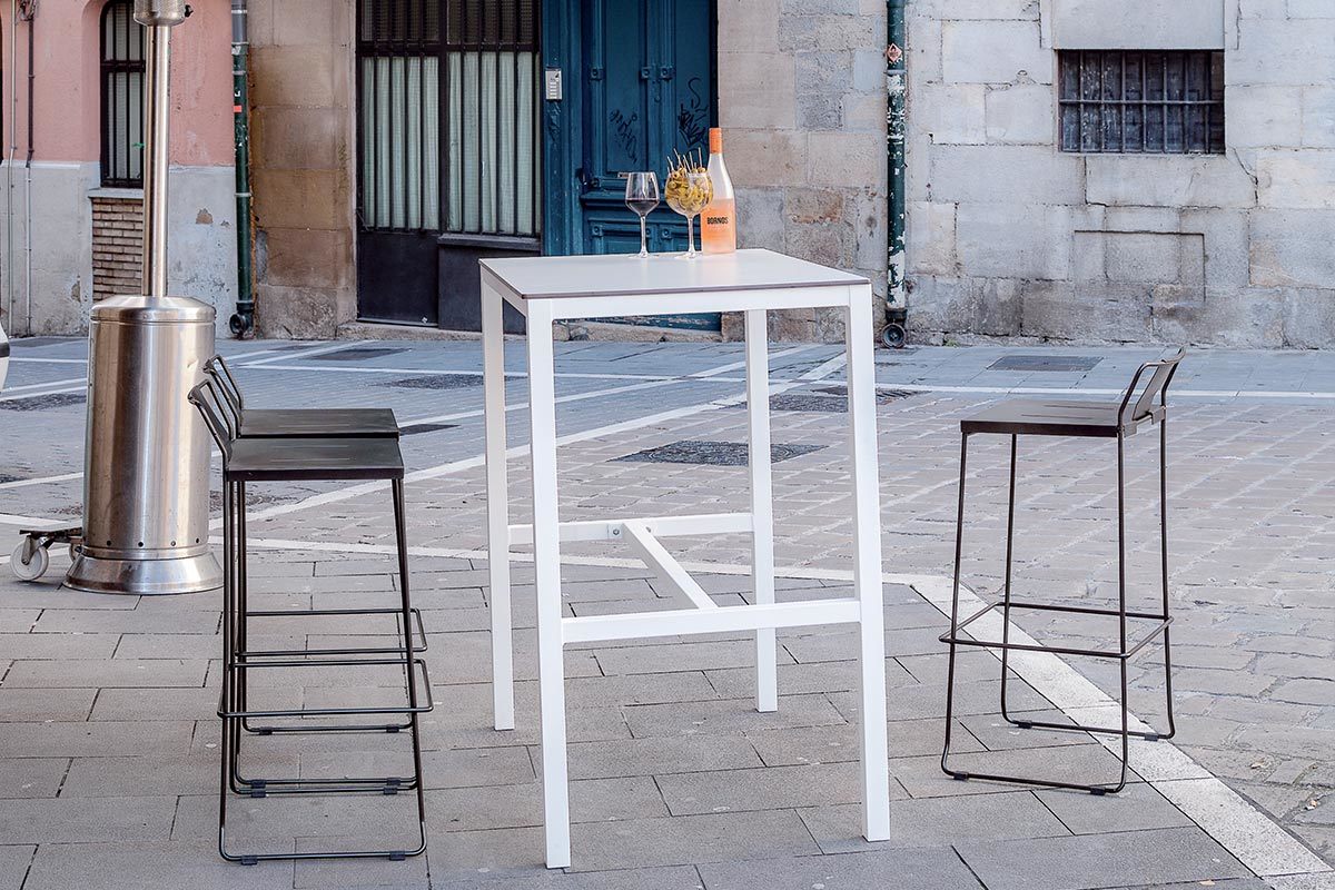 Tabouret extrieur design mtal noir 65 cm TENERIFE