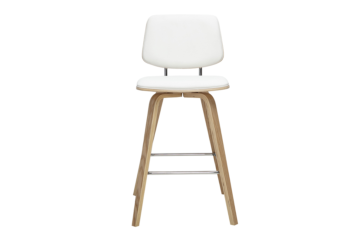 Tabourets de bar blancs et bois clair H66 cm (lot de 2) SEGUR