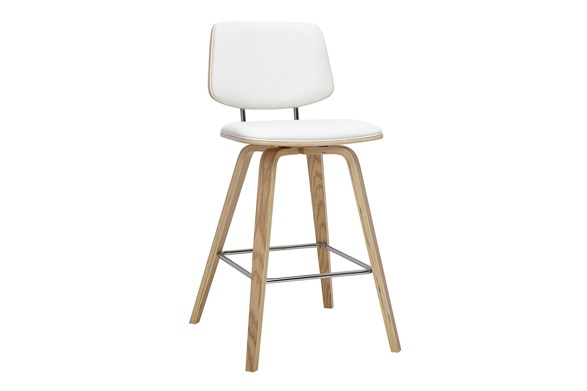 Tabourets de bar blancs et bois clair H66 cm (lot de 2) SEGUR