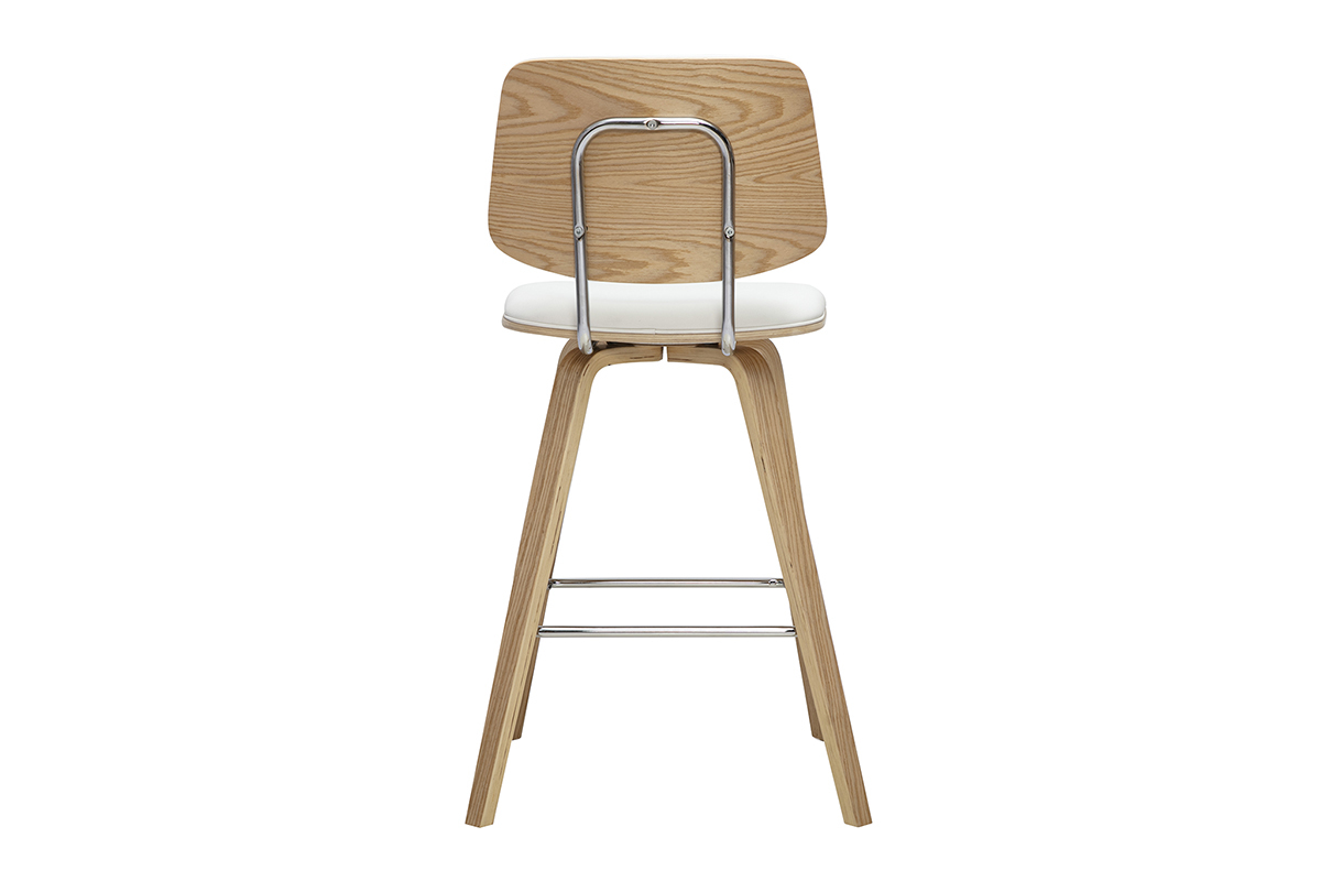 Tabourets de bar blancs et bois clair H66 cm (lot de 2) SEGUR