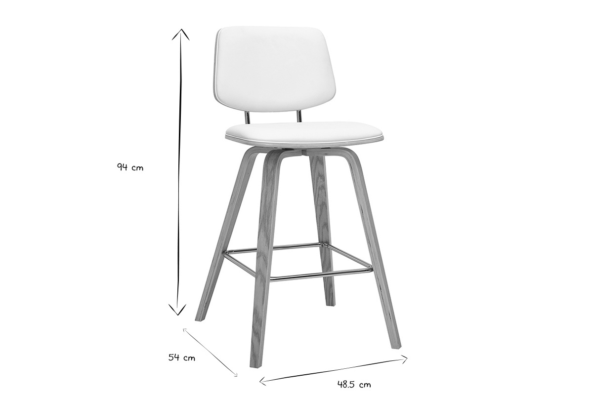 Tabourets de bar blancs et bois clair H66 cm (lot de 2) SEGUR