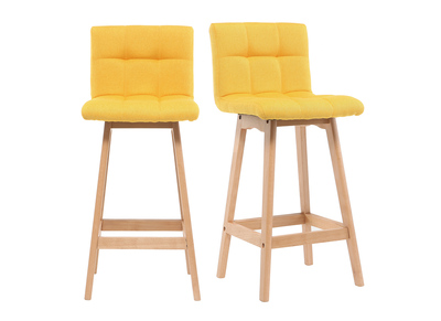 Tabourets de bar bois et jaune H65 cm (lot de 2) KLARIS