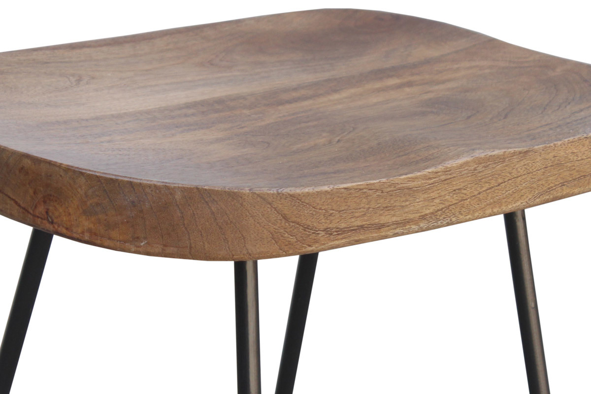 Tabourets de bar bois manguier massif et mtal (lot de 2) RUNKO