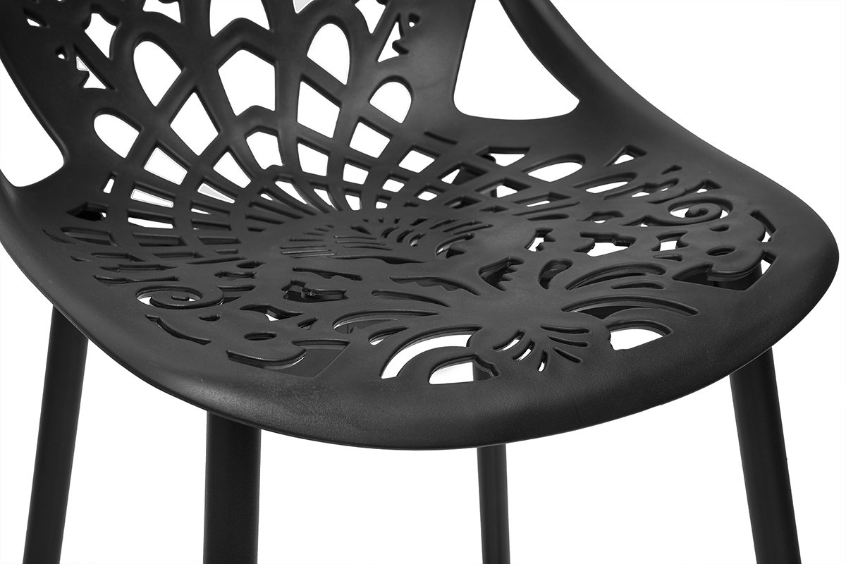 Tabourets de bar design avec motif baroque noir (lot de 2) BAROCCA