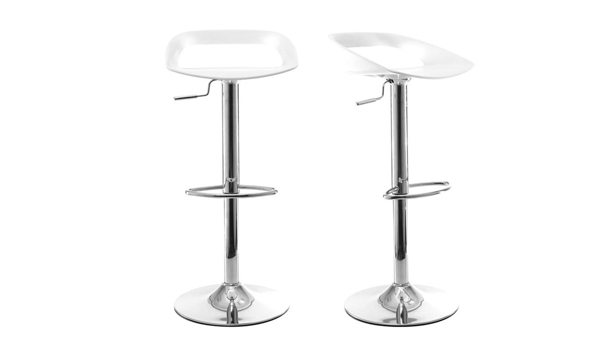 Tabourets de bar design blanc (lot de 2) PHENIX