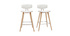Tabourets de bar design blanc et bois clair H69 cm (lot de 2) VASCO