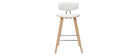 Tabourets de bar design blanc et bois clair H69 cm (lot de 2) VASCO