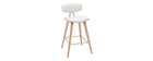 Tabourets de bar design blanc et bois clair H69 cm (lot de 2) VASCO