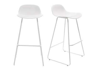 Tabourets de bar design blancs (lot de 2) STELLA
