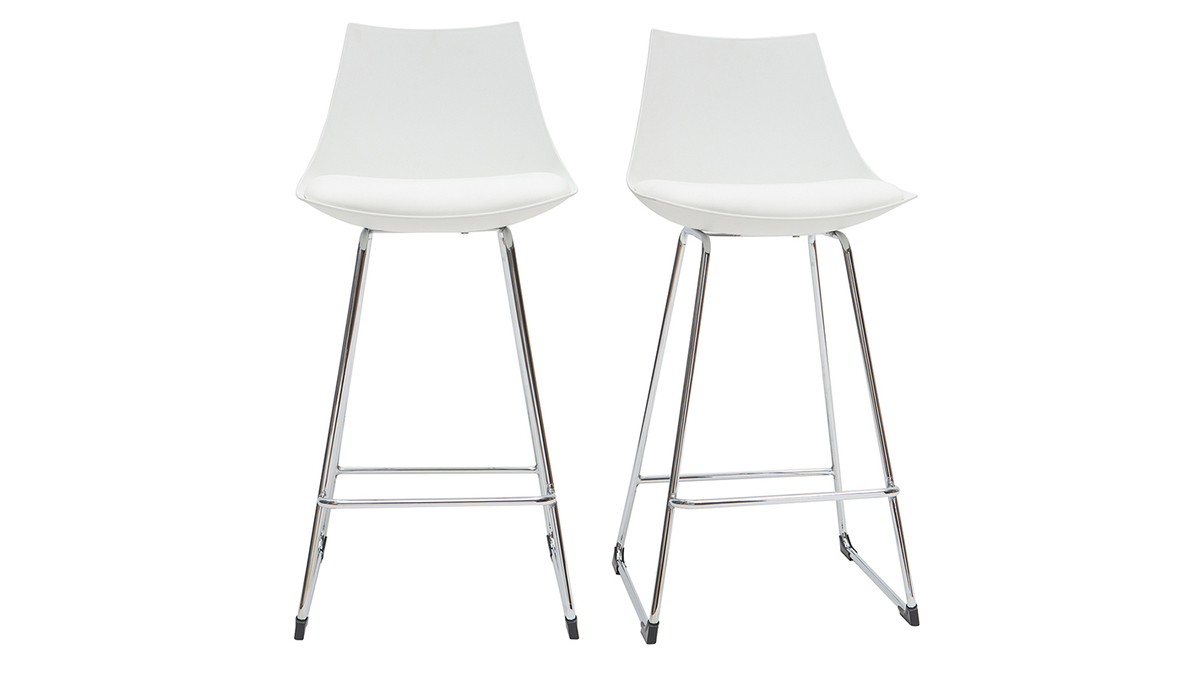 Tabourets de bar design blancs 65 cm (lot de 2) JUNE