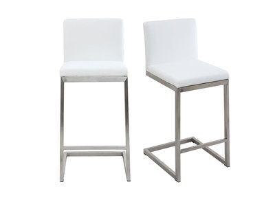 Tabourets de bar design blancs avec pieds métal (lot de 2) STELLAR