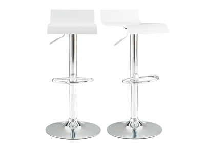 Tabourets de bar design blancs et acier chromé (lot de 2) SURF V2
