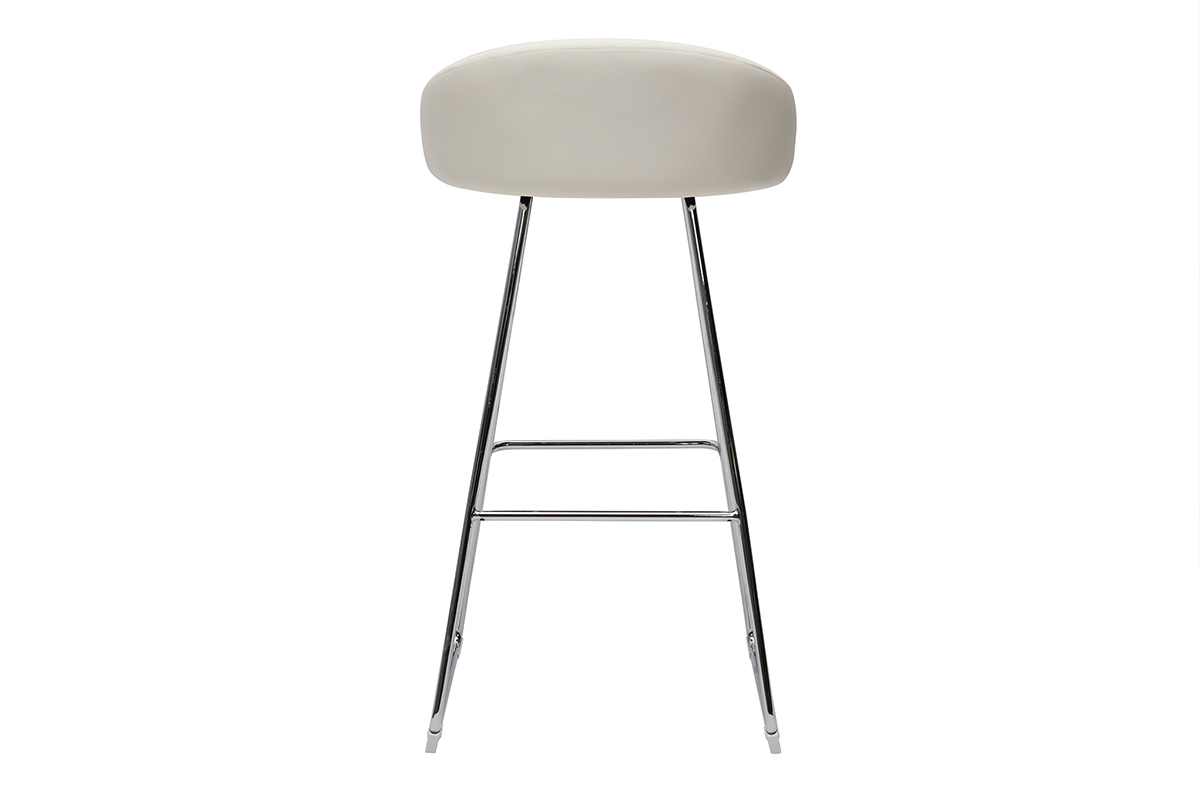 Tabourets de bar design blancs et mtal chrom H75 cm (lot de 2) REYNOLD