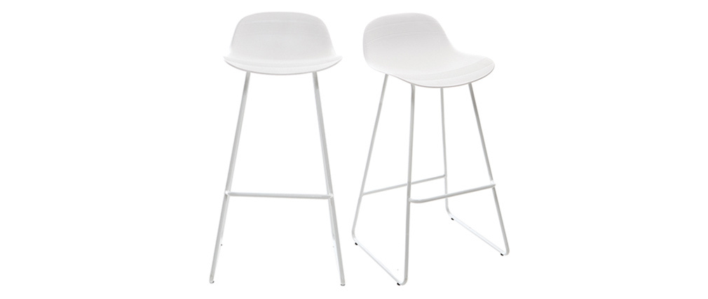 Tabourets de bar design blancs H65 cm (lot de 2) ELLA