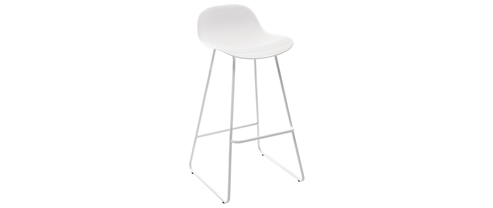 Tabourets de bar design blancs H65 cm (lot de 2) ELLA