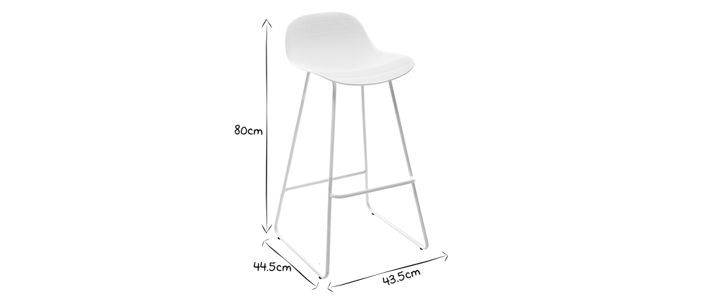 Tabourets de bar design blancs H65 cm (lot de 2) ELLA