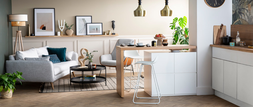 Tabourets de bar design blancs H65 cm (lot de 2) ELLA