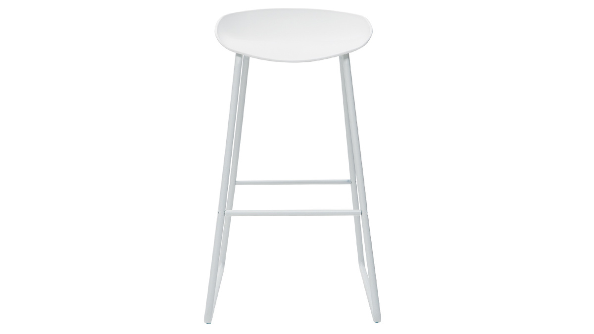 Tabourets de bar design blancs H75 cm  (lot de 2) PEBBLE