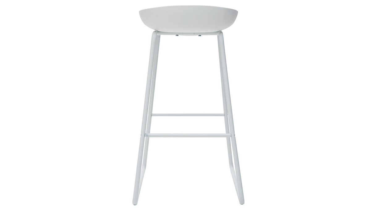 Tabourets de bar design blancs H75 cm  (lot de 2) PEBBLE