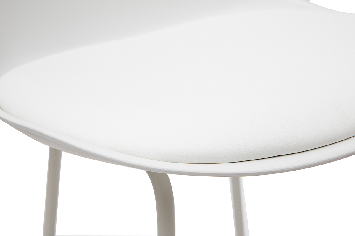 Tabourets de bar design blancs pieds mtal 66 cm (lot de 2) FRANZ
