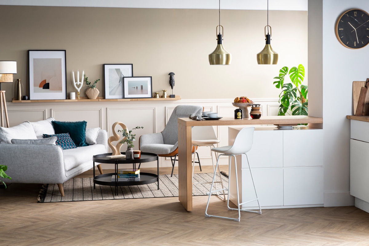 Tabourets de bar design blancs pieds mtal 66 cm (lot de 2) FRANZ