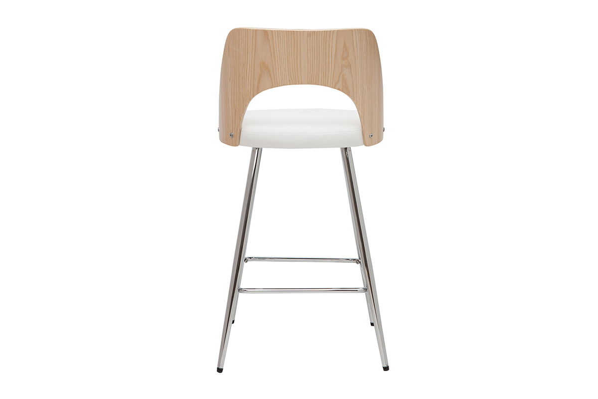 Tabourets de bar design bois et blanc (lot de 2) FALCOM