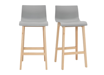 Tabourets de bar design bois et gris clair H65 cm (lot de 2) NEW SURF
