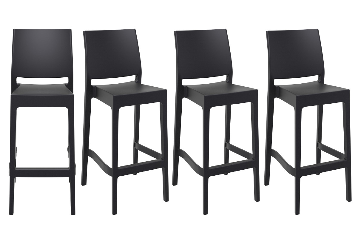 Tabourets de bar design empilables 75 cm noirs (lot de 4) CALAO