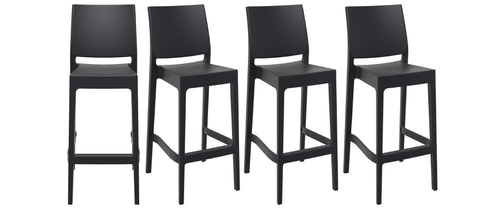 Tabourets de bar design empilables 75 cm noirs (lot de 4) CALAO