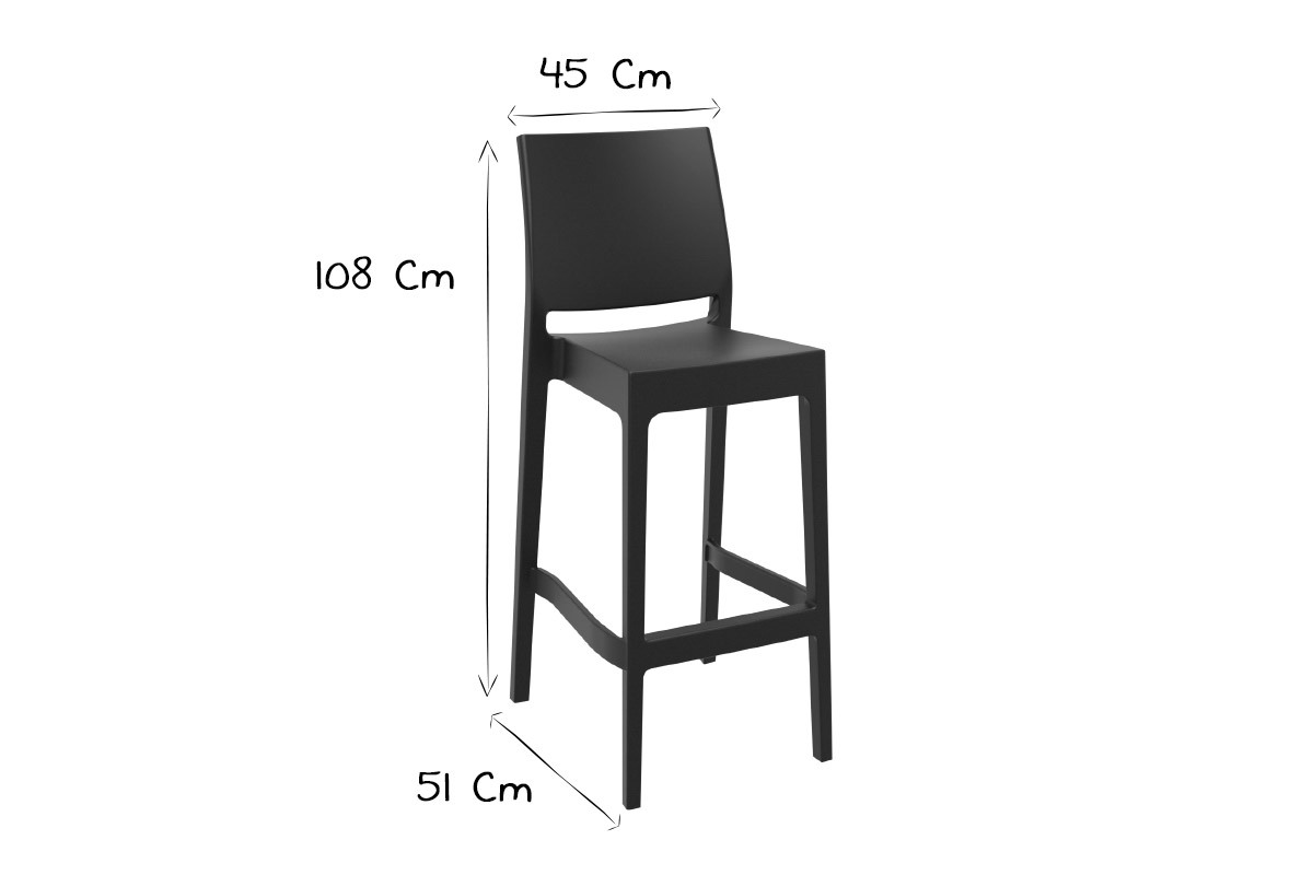 Tabourets de bar design empilables 75 cm noirs (lot de 4) CALAO