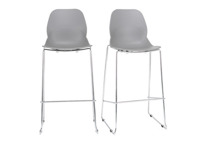 Tabourets de bar design empilables gris 76.5 cm (lot de 2) TROCADERO
