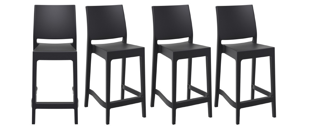 Tabourets de bar design empilables noirs 65 cm (lot de 4) CALAO