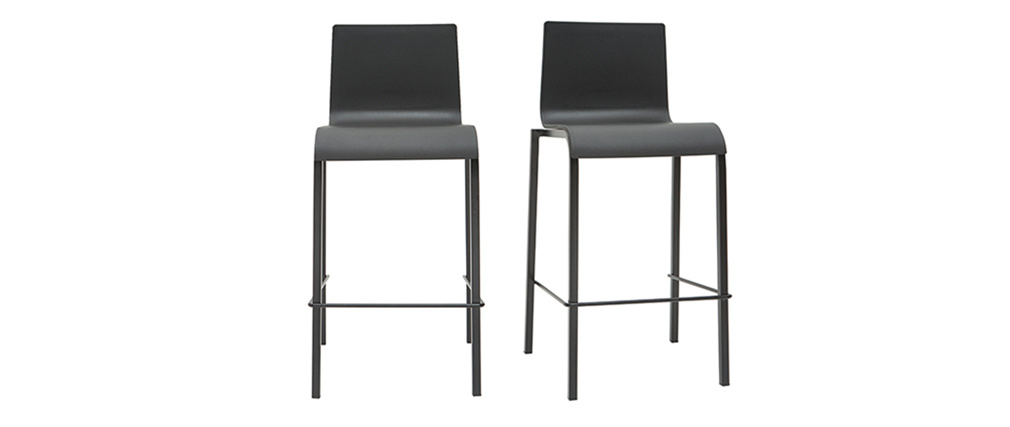 Tabourets de bar design empilables noirs H65 cm (lot de 2) KUPA
