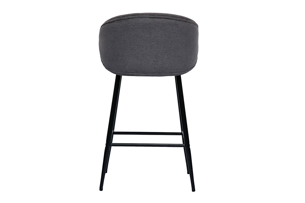 Tabourets de bar design en tissu effet velours gris et mtal noir (lot de 2) ROSALIE