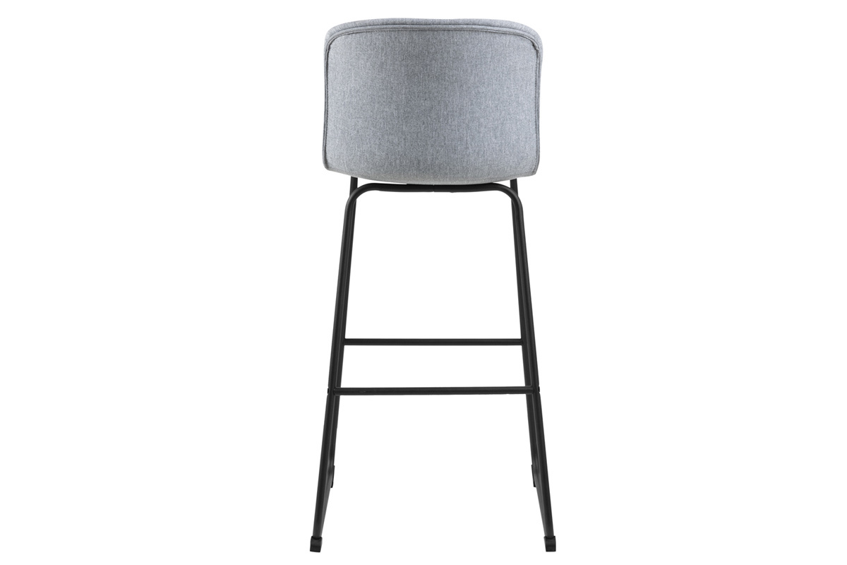 Tabourets de bar design en tissu gris clair et m�tal noir 75 cm (lot de 2) STORY