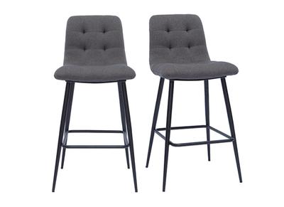 Tabourets de bar design en tissu gris et métal H65 cm (lot de 2) ESCAPE