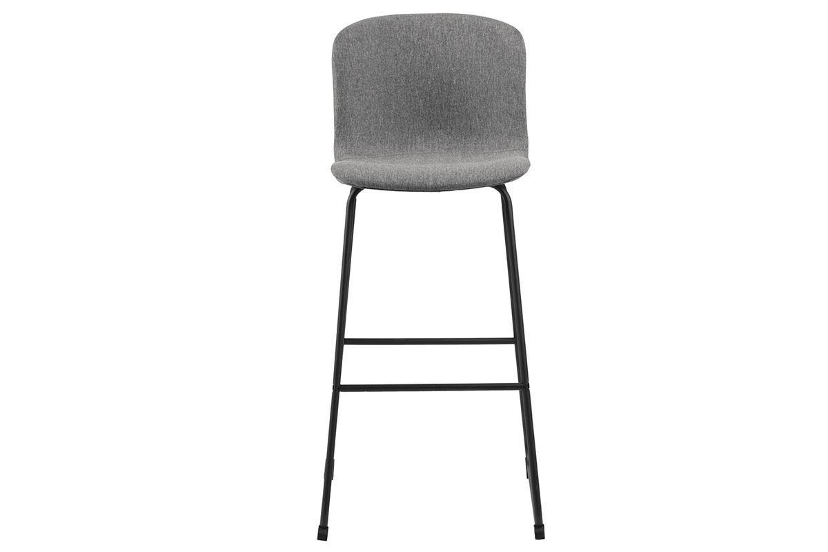 Tabourets de bar design en tissu gris fonc et mtal noir 75 cm (lot de 2) STORY