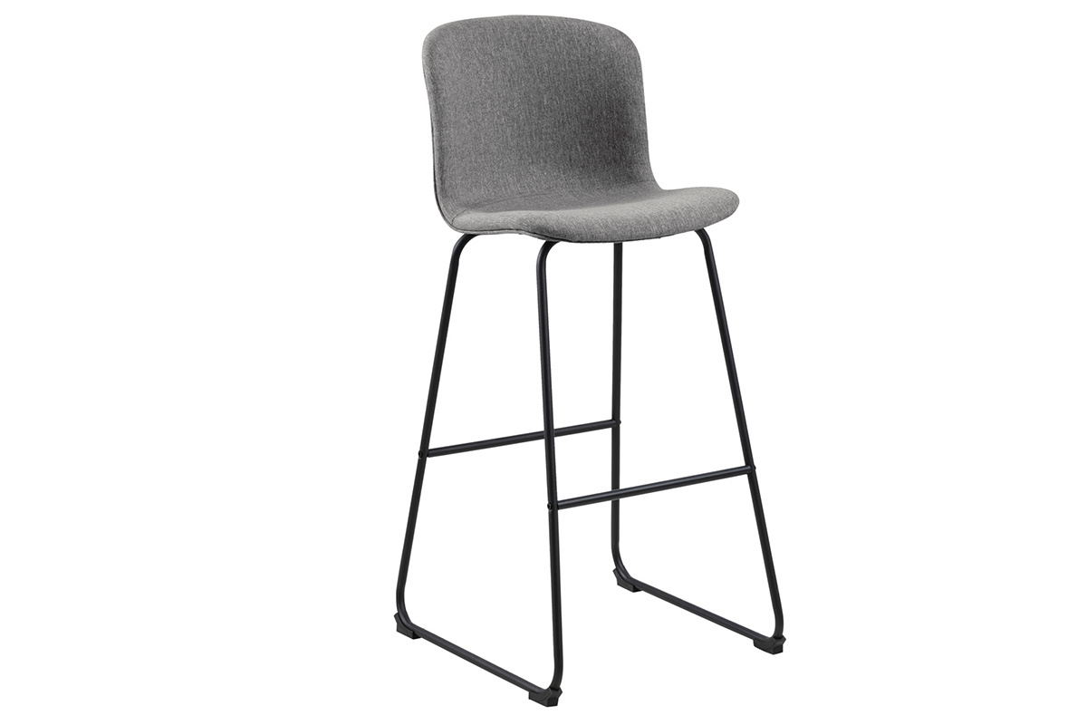 Tabourets de bar design en tissu gris fonc et mtal noir 75 cm (lot de 2) STORY