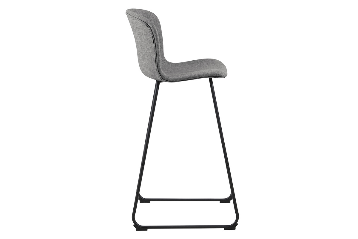 Tabourets de bar design en tissu gris fonc et mtal noir 75 cm (lot de 2) STORY